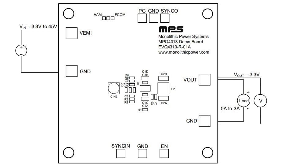 Application Circuit Diagram - Monolithic Power Systems (MPS) EVQ4313-R-01A Evaluation Board